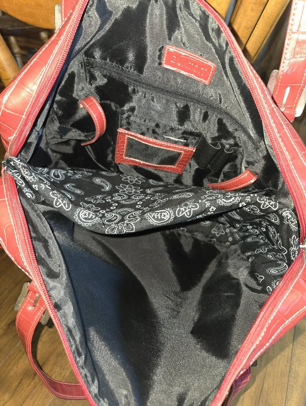BUXTON Red Leatherette Croc Embossed  Laptop Tote Bag